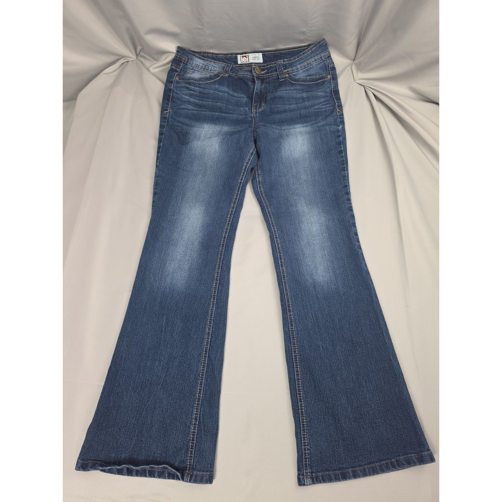 Vintage Y2K LEI Sophia Hipster Flare Jeans Women 32x30 Blu Stretch Lo Rise Retro